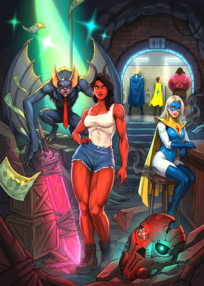 Superheroes in a Grimy Lair