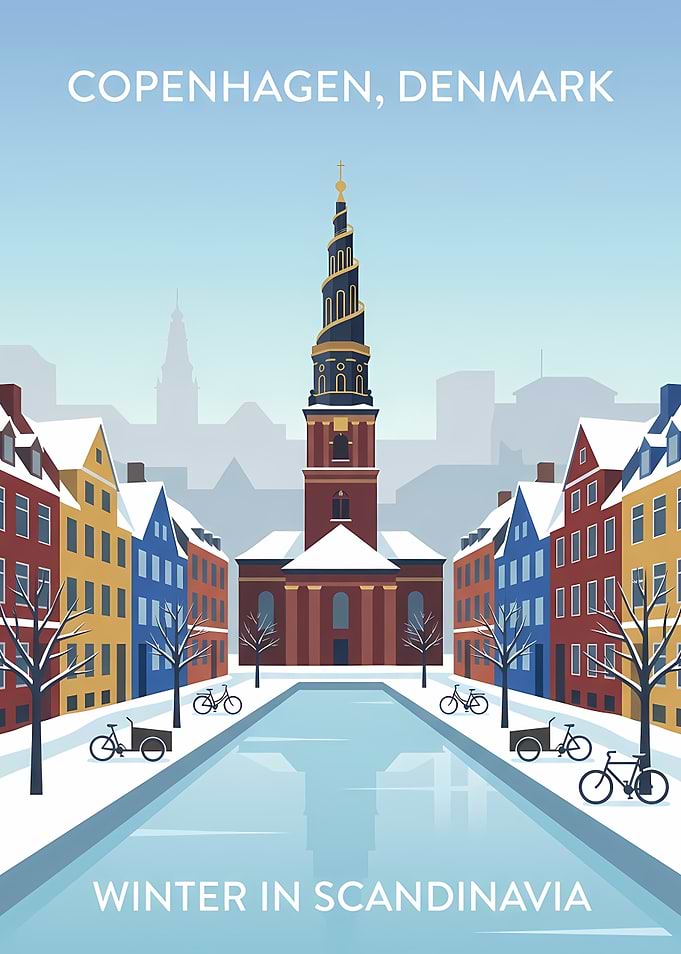 Copenhagen Winter Canal Scene