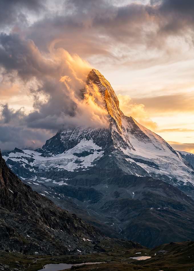 Majestic Mountain Peak at Sunset