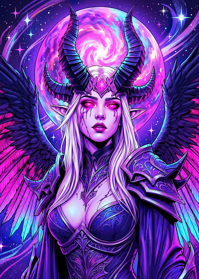 Fantasy Demon Queen in Space