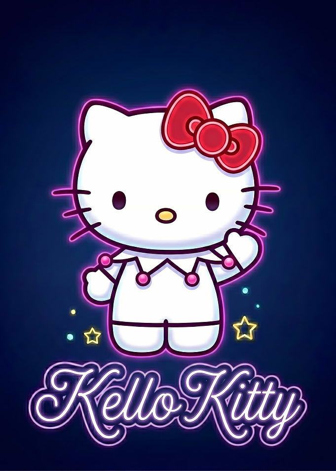 Hello Kitty Neon Art