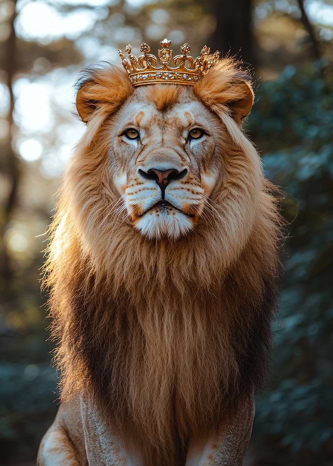 Majestic Lion Wearing a Crown