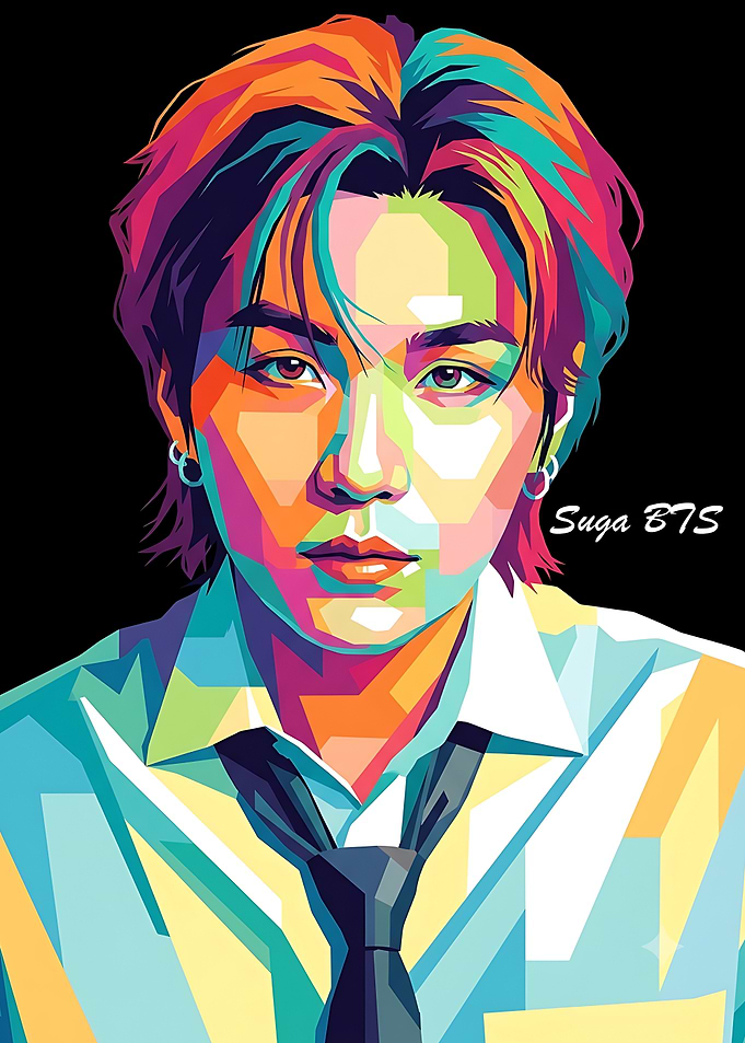 Suga BTS Pop Art Portrait