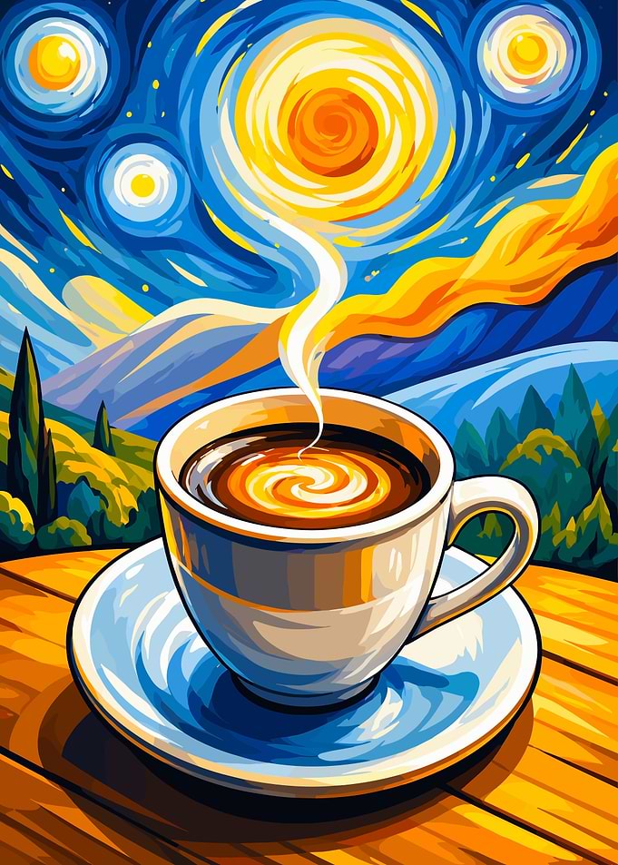 Starry Night Coffee Landscape