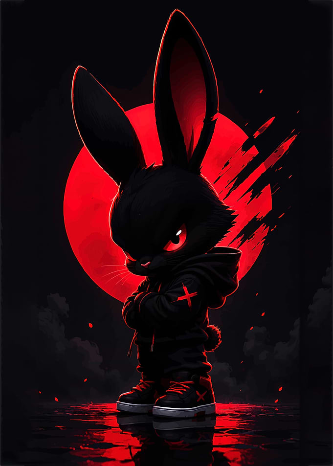 Dark Bunny with Red Moon