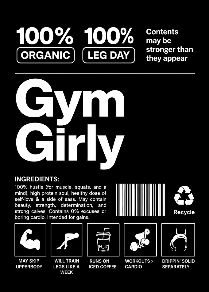 Gym Girly Nutrition Label