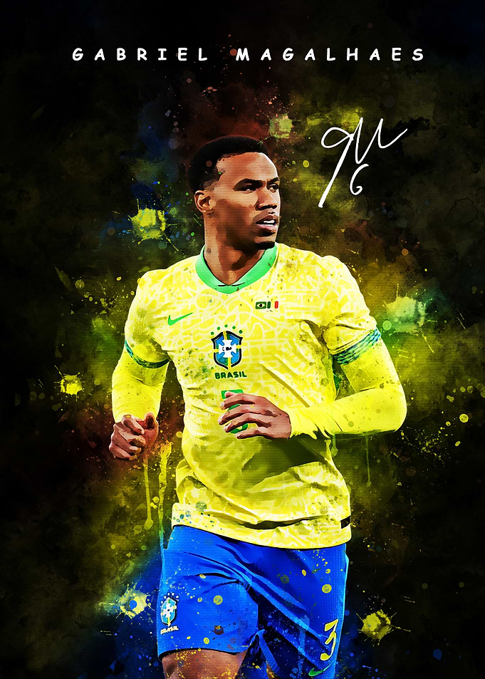 Gabriel Magalhaes Brazil Soccer Art
