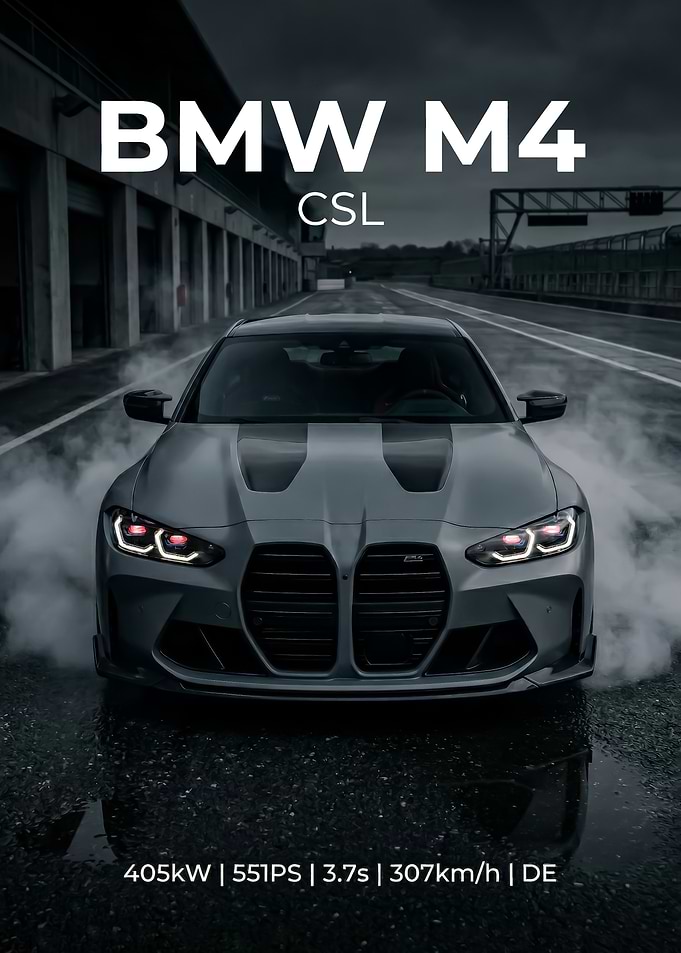 angry BMW m4 csl on Track car poster