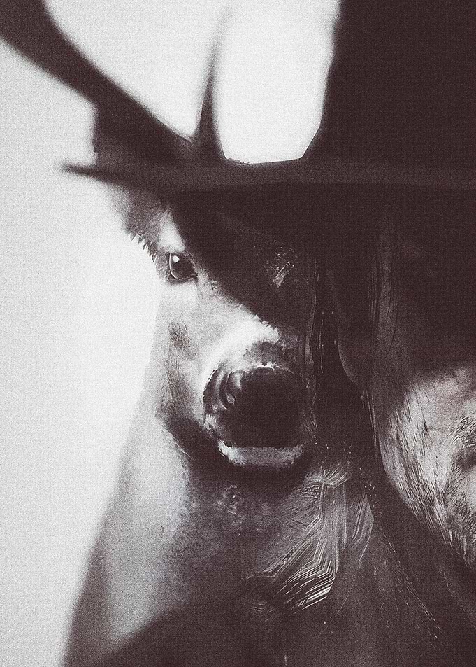 Deer and Man Portrait