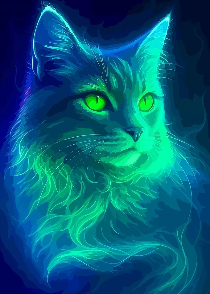 Neon Cat Portrait