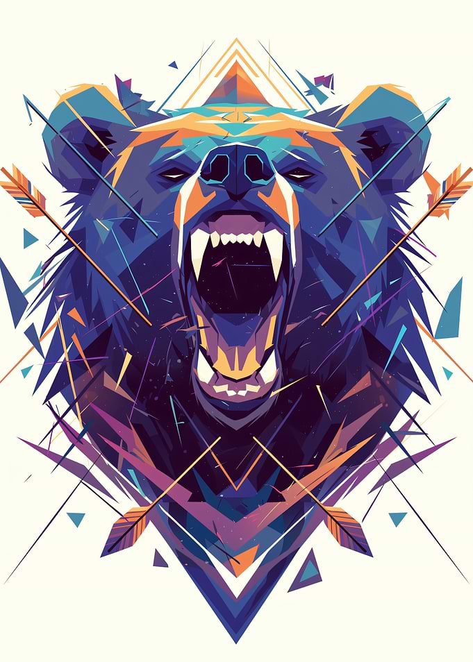 Geometric Bear Roaring with Arrows