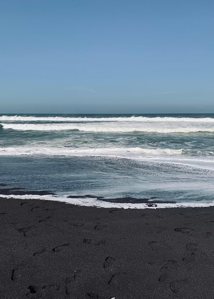 Black Sand Beach with Ocean Waves