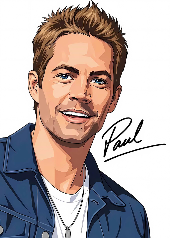 Paul Walker Cartoon Portrait