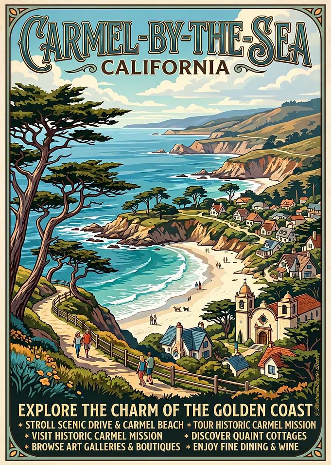 Carmel-by-the-Sea California Travel Poster