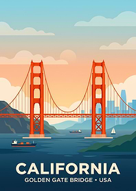 Golden Gate Bridge California Travel Poster
