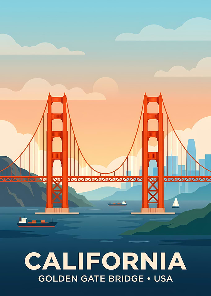 Golden Gate Bridge California Travel Poster