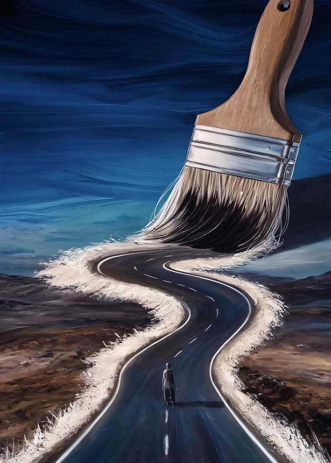 Artist Paints a Winding Road