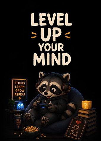 Raccoon Gamer Level Up Your Mind
