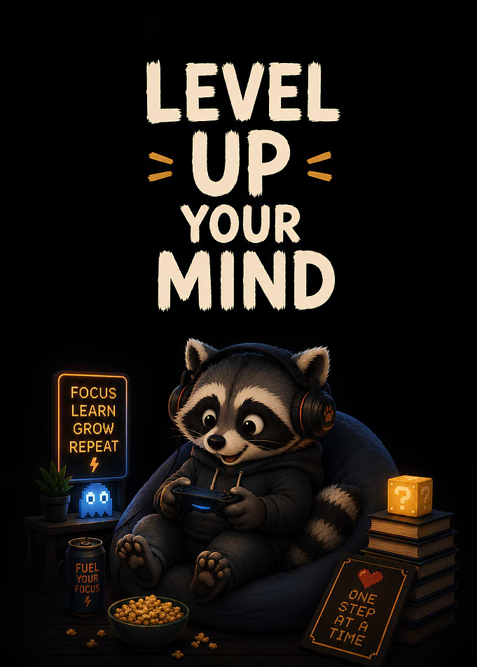 Raccoon Gamer Level Up Your Mind