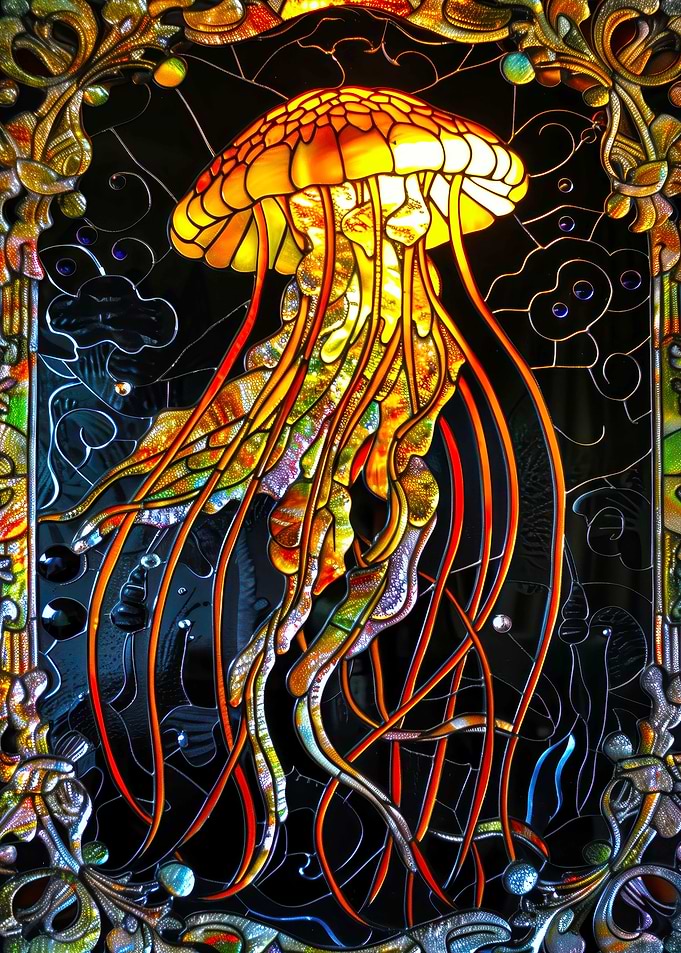 Stained Glass Jellyfish Art