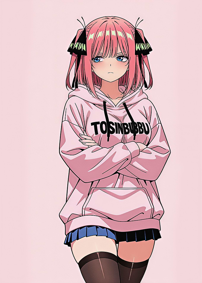 Anime Girl in Pink Hoodie