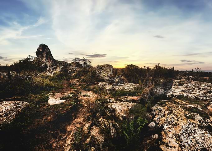 Rocky landscape at sunset