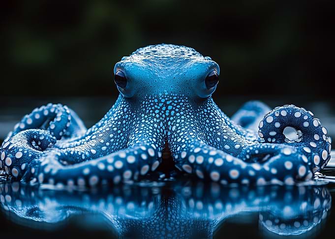 Blue Octopus in Water