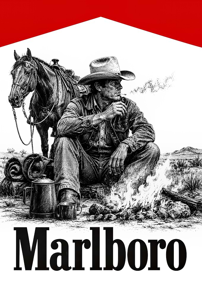 Marlboro Cowboy by Campfire