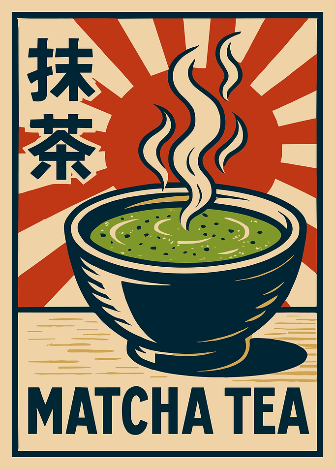 Vintage Matcha Tea Poster Japanese Retro Wall Art Green Tea Kitchen Decor
