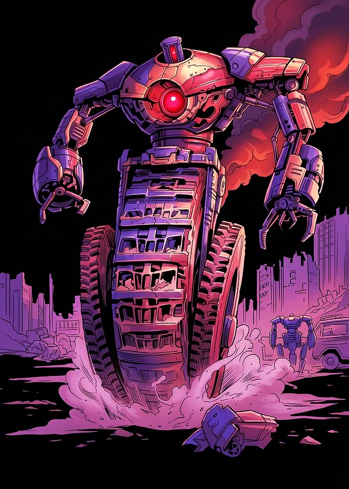 Giant Robot in Destroyed City