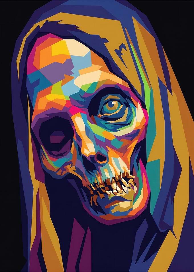 Colorful Skull with Hood