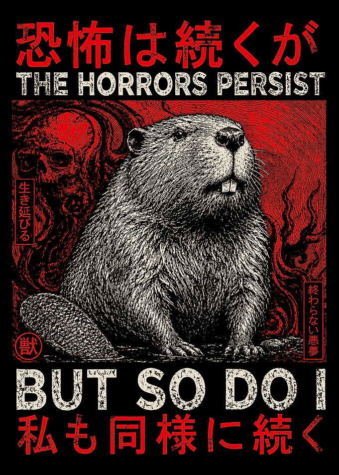 The Horrors Persist But So Do I Dark Beave Beast Gothic Japanese Wall Art Poster
