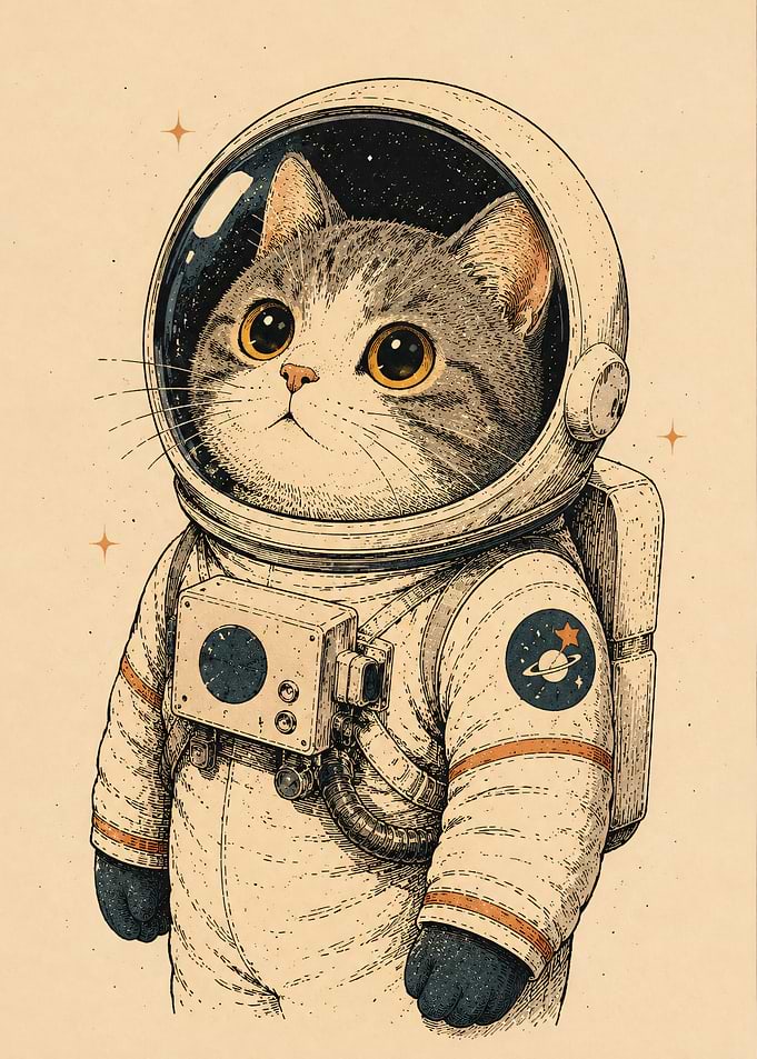 Astronaut Cat in Space