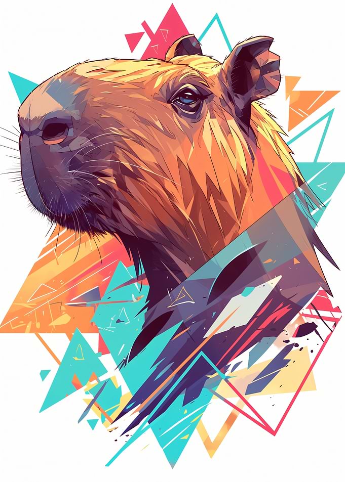 Capybara Geometric Abstract Art
