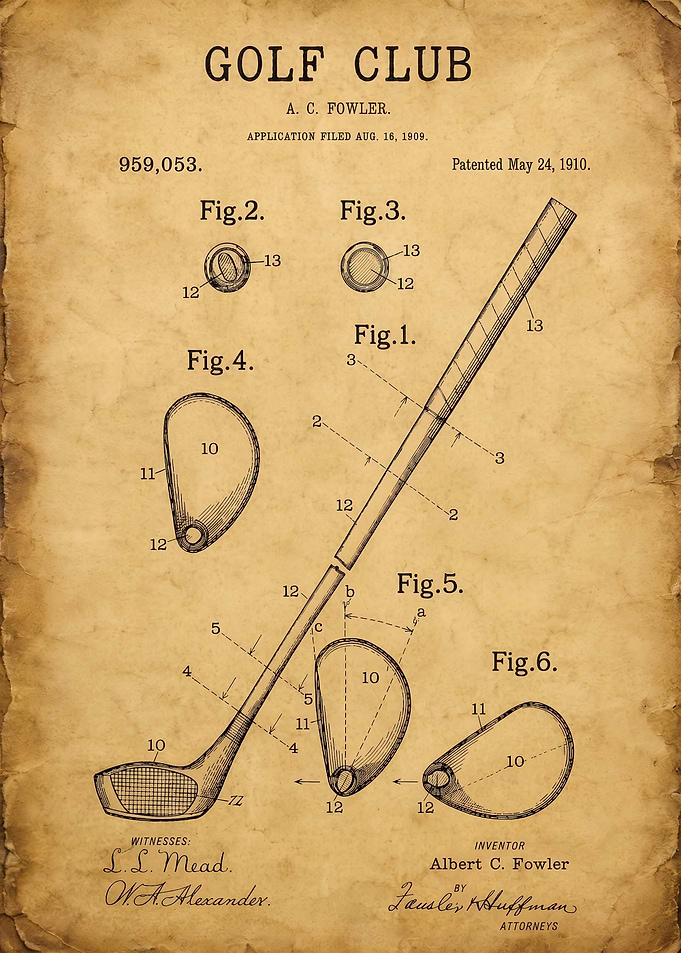 Vintage Golf Club Patent Drawing