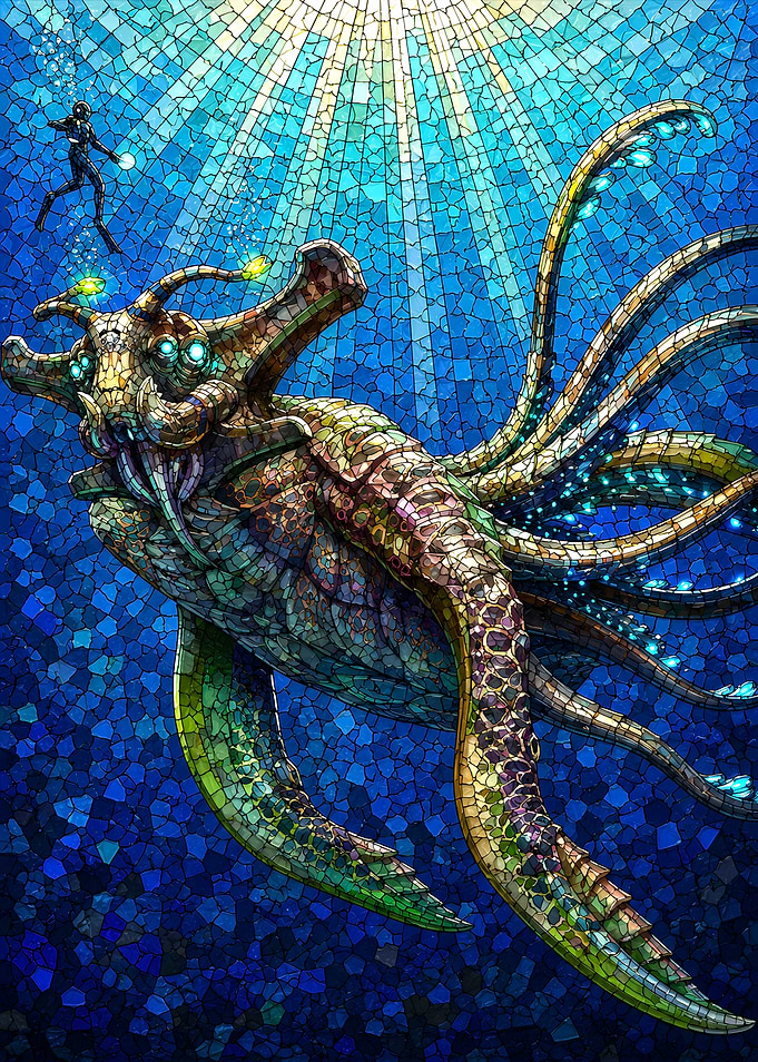Subnautica Leviathan and Diver
