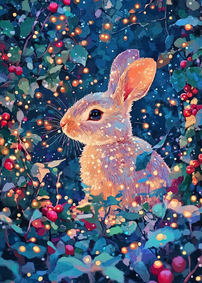 Cute Rabbit in a Magical Forest