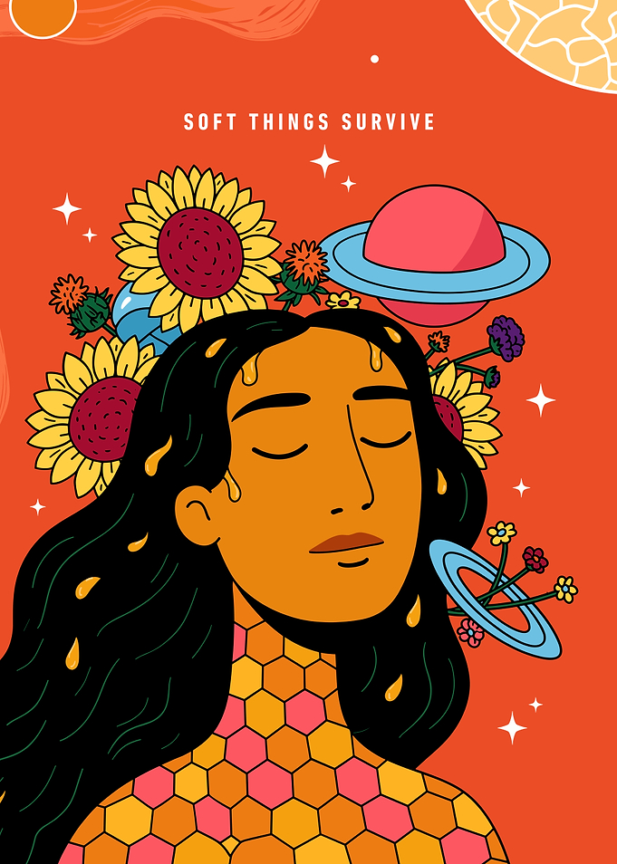 Woman with Sunflowers and Planets