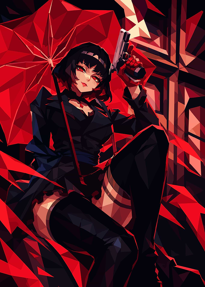 Anime Girl with Gun and Umbrella