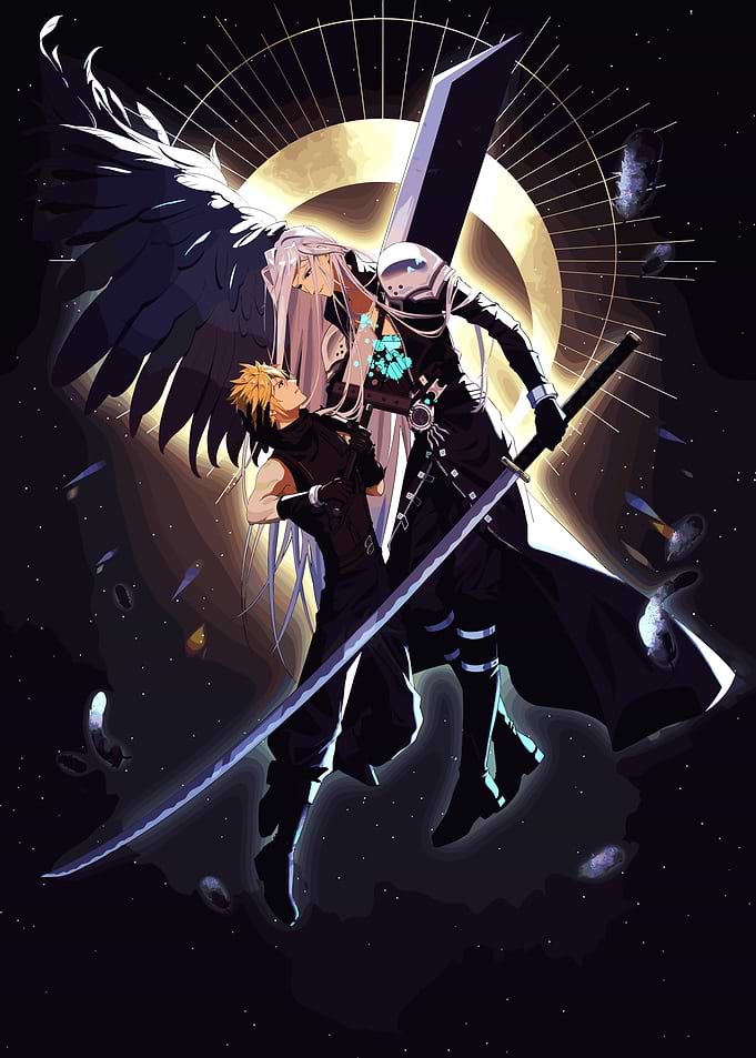 Cloud and Sephiroth Pixel Art
