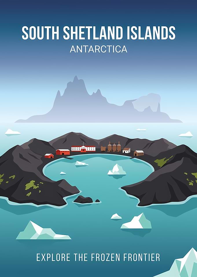 South Shetland Islands Antarctica Travel Poster