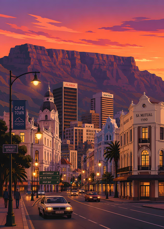 Cape Town cityscape at sunset