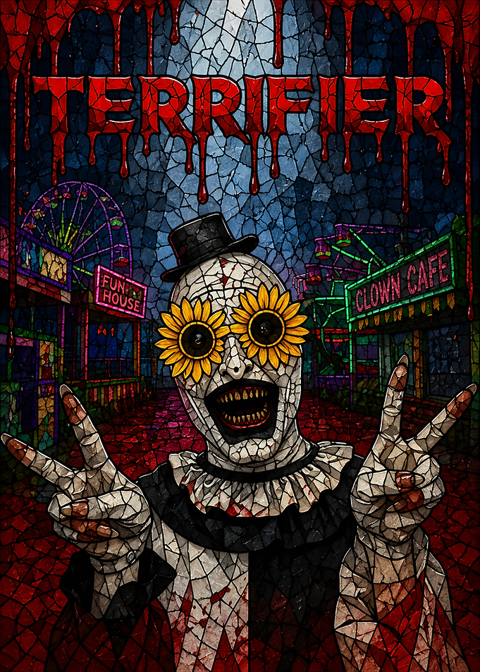 Terrifier Clown with Sunflowers