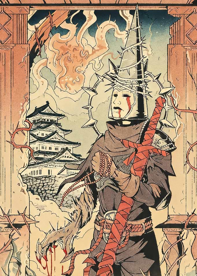 The Penitent One with Japanese Castle
