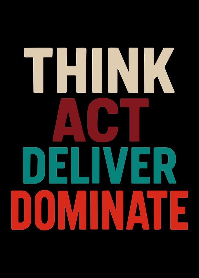 Think Act Deliver Dominate Motivational Typography Poster Modern Wall Art