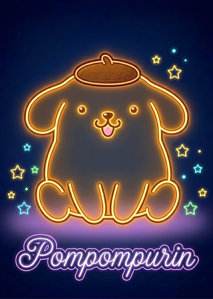 Pompompurin Neon Art