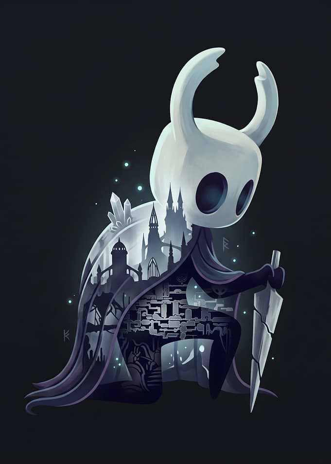 Hollow Knight The Knight with Cityscape Inside
