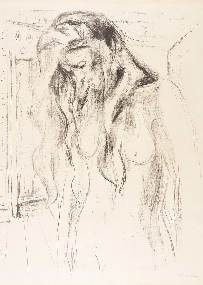 Nude Woman with Long Hair