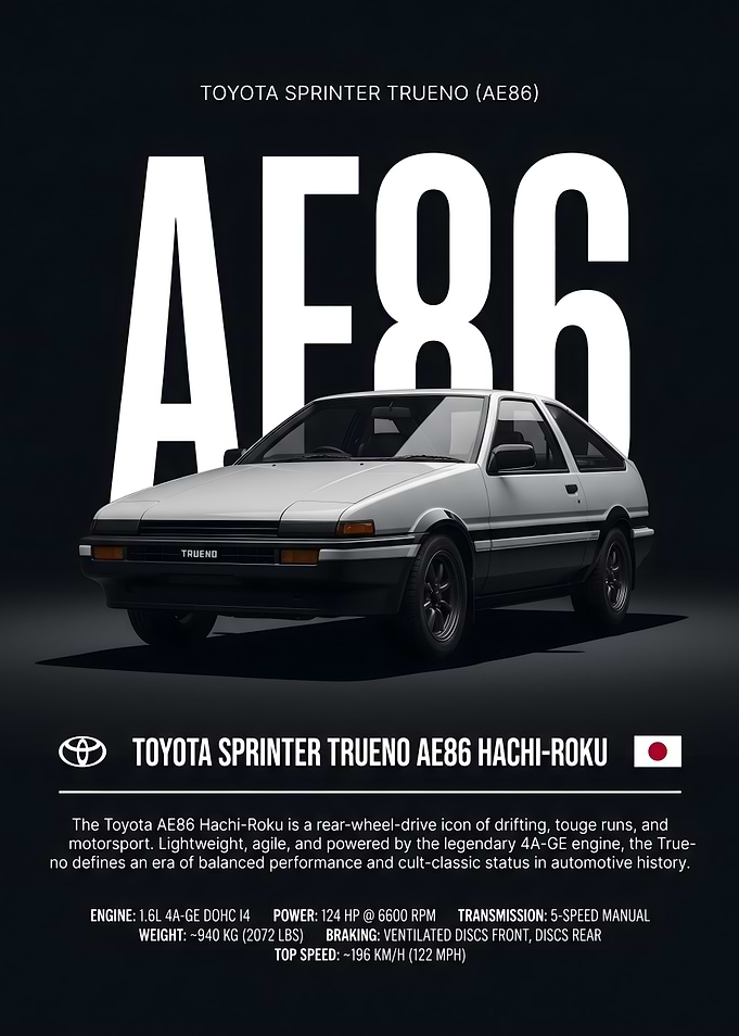 Toyota Sprinter Trueno AE86 Poster