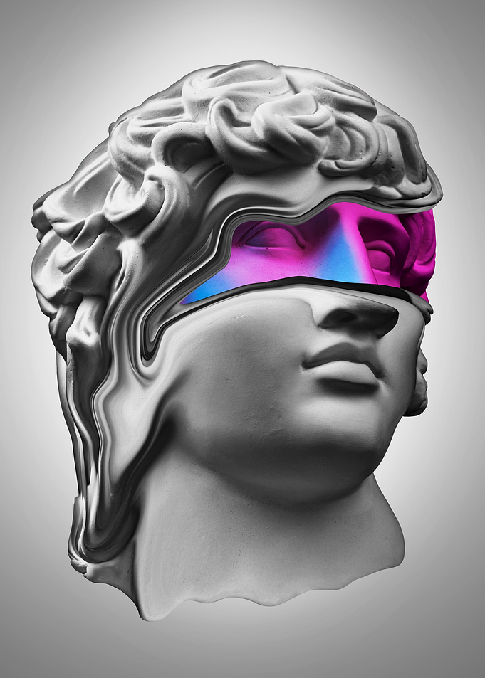 Melting Bust with Neon Eyes
